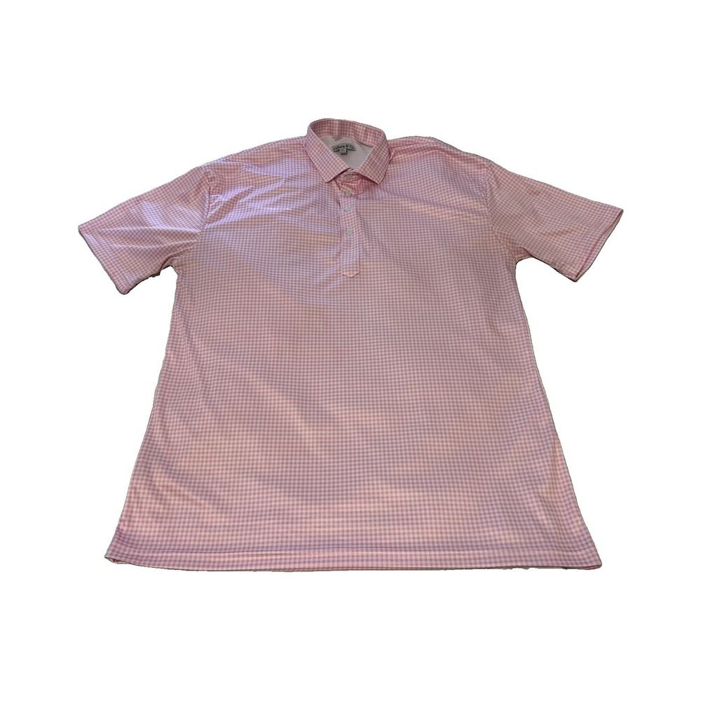 Collars and Co Dress Collar Polo Shirt Men's 2XL Pink White Gingham Check Casual